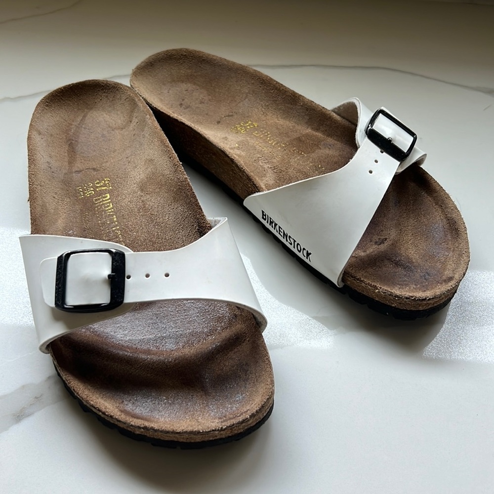 White Patent Leather Birkenstock Sandals